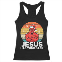 Funny Satan Christmas Racerback Tank Top Jesus Has Your Back - Wonder Print Shop