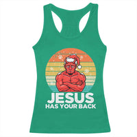 Funny Satan Christmas Racerback Tank Top Jesus Has Your Back - Wonder Print Shop