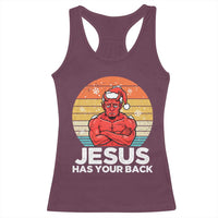Funny Satan Christmas Racerback Tank Top Jesus Has Your Back - Wonder Print Shop