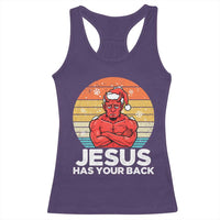 Funny Satan Christmas Racerback Tank Top Jesus Has Your Back - Wonder Print Shop