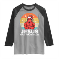 Funny Satan Christmas Raglan Shirt Jesus Has Your Back - Wonder Print Shop