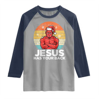 Funny Satan Christmas Raglan Shirt Jesus Has Your Back - Wonder Print Shop