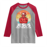 Funny Satan Christmas Raglan Shirt Jesus Has Your Back - Wonder Print Shop