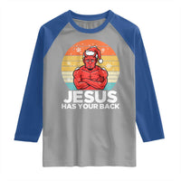 Funny Satan Christmas Raglan Shirt Jesus Has Your Back - Wonder Print Shop