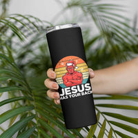 Funny Satan Christmas Skinny Tumbler Jesus Has Your Back - Wonder Print Shop