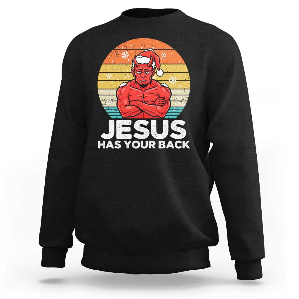 Funny Satan Christmas Sweatshirt Jesus Has Your Back - Wonder Print Shop