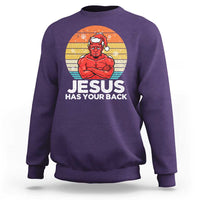 Funny Satan Christmas Sweatshirt Jesus Has Your Back - Wonder Print Shop