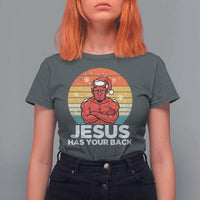 Funny Satan Christmas T Shirt For Women Jesus Has Your Back - Wonder Print Shop