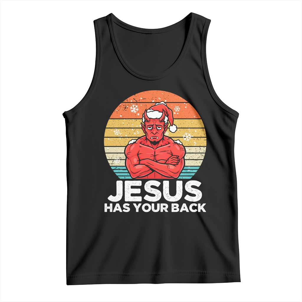 Funny Satan Christmas Tank Top Jesus Has Your Back - Wonder Print Shop