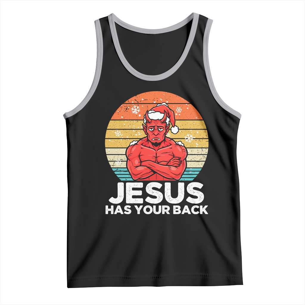 Funny Satan Christmas Tank Top Jesus Has Your Back - Wonder Print Shop