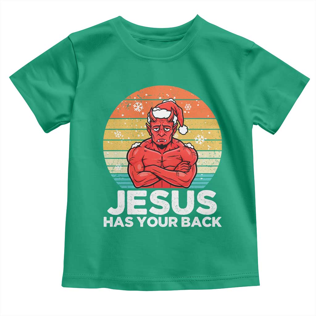 Funny Satan Christmas Toddler T Shirt Jesus Has Your Back - Wonder Print Shop