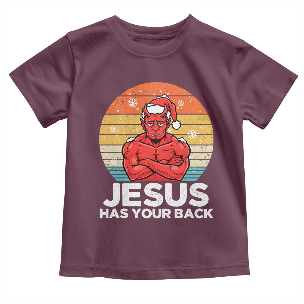 Funny Satan Christmas Toddler T Shirt Jesus Has Your Back - Wonder Print Shop