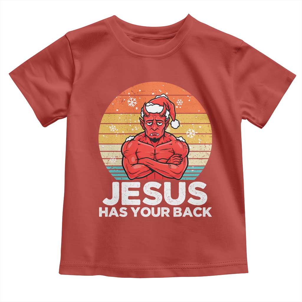 Funny Satan Christmas Toddler T Shirt Jesus Has Your Back - Wonder Print Shop