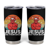 Funny Satan Christmas Tumbler Cup Jesus Has Your Back - Wonder Print Shop