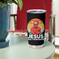 Funny Satan Christmas Tumbler Cup Jesus Has Your Back - Wonder Print Shop