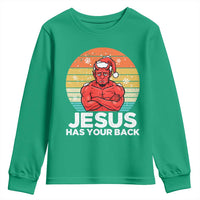 Funny Satan Christmas Youth Sweatshirt Jesus Has Your Back - Wonder Print Shop