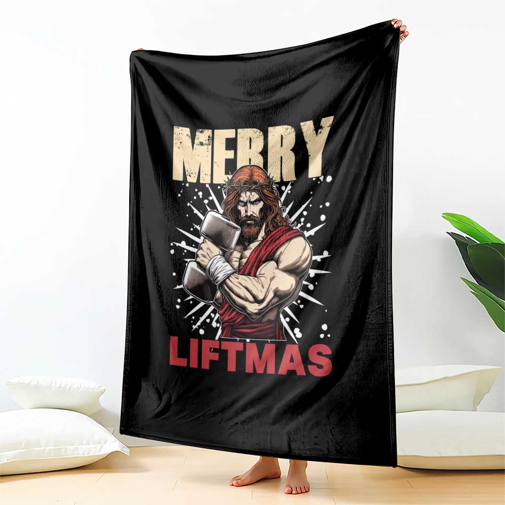 Jesus Gym Christmas Throw Blanket Merry Liftmas Xmas - Wonder Print Shop