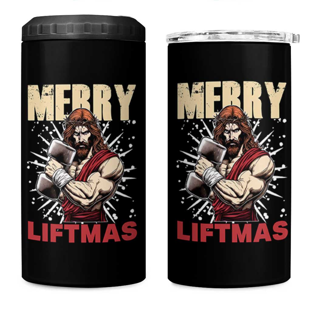 Jesus Gym Christmas 4 in 1 Can Cooler Tumbler Merry Liftmas Xmas - Wonder Print Shop