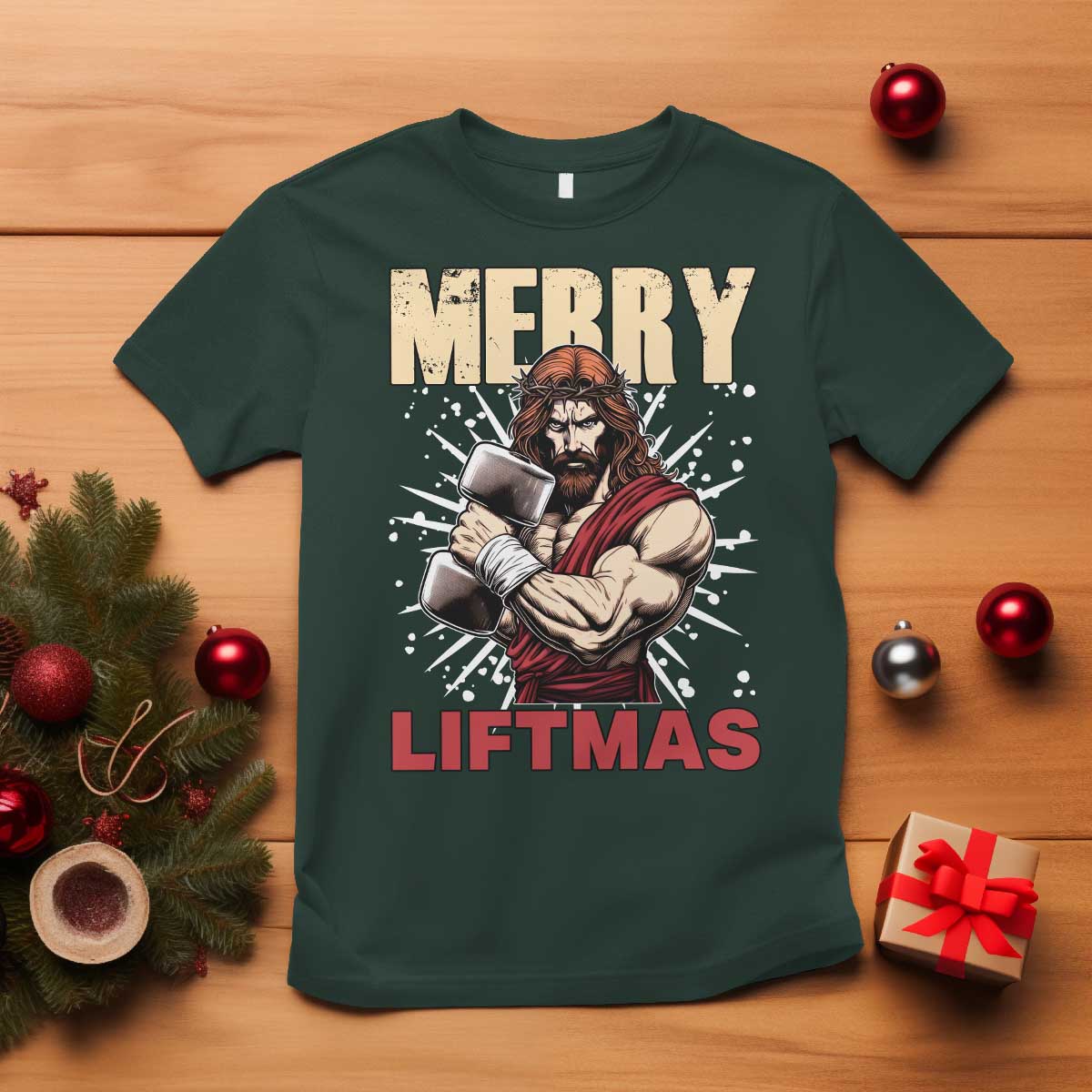 Jesus Gym Christmas T Shirt Merry Liftmas Xmas - Wonder Print Shop