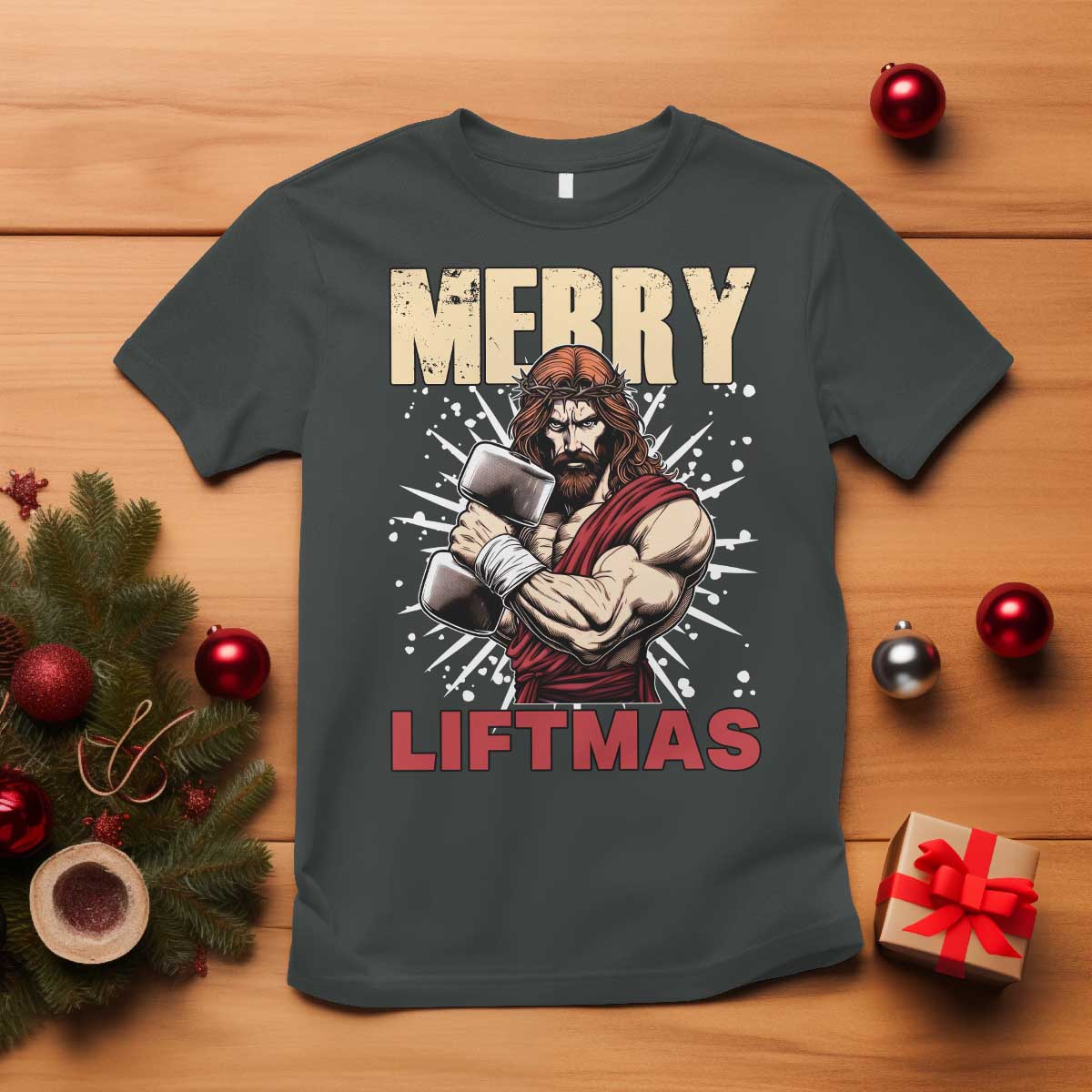 Jesus Gym Christmas T Shirt Merry Liftmas Xmas - Wonder Print Shop