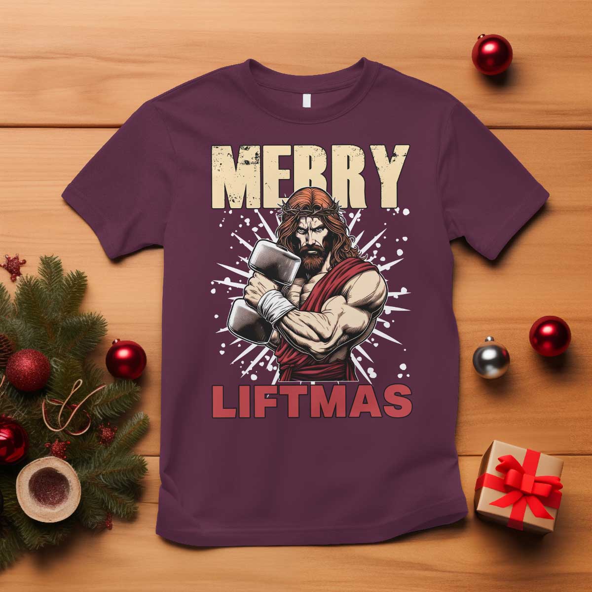 Jesus Gym Christmas T Shirt Merry Liftmas Xmas - Wonder Print Shop