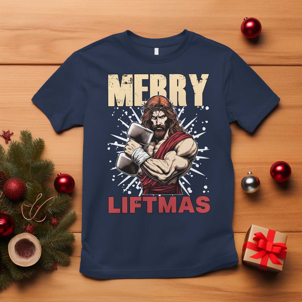 Jesus Gym Christmas T Shirt Merry Liftmas Xmas - Wonder Print Shop