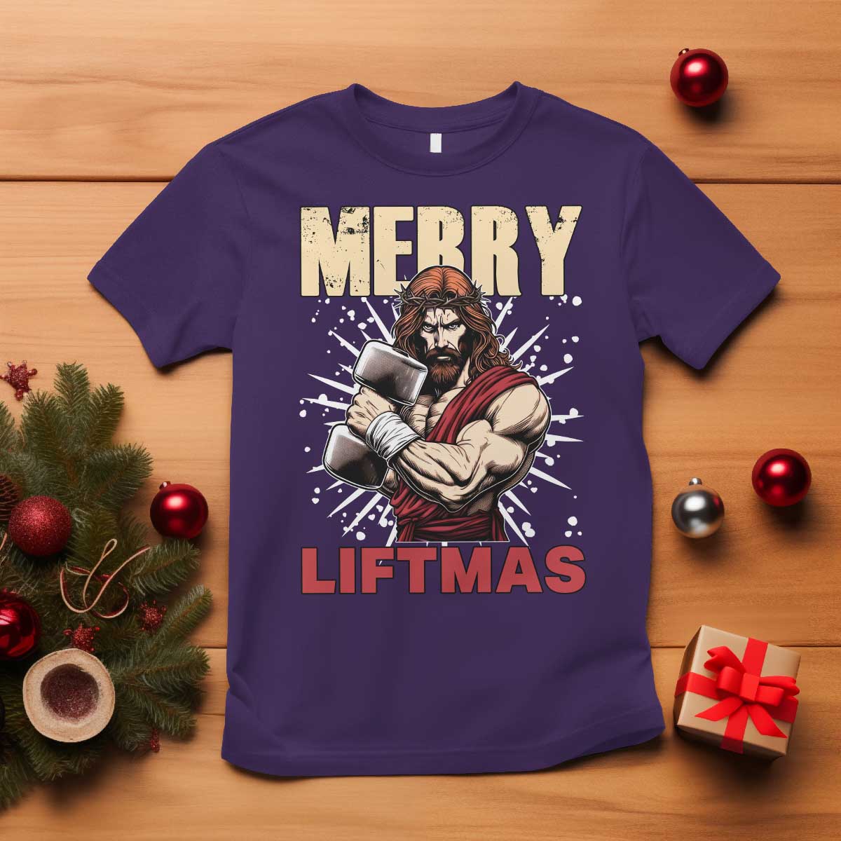 Jesus Gym Christmas T Shirt Merry Liftmas Xmas - Wonder Print Shop