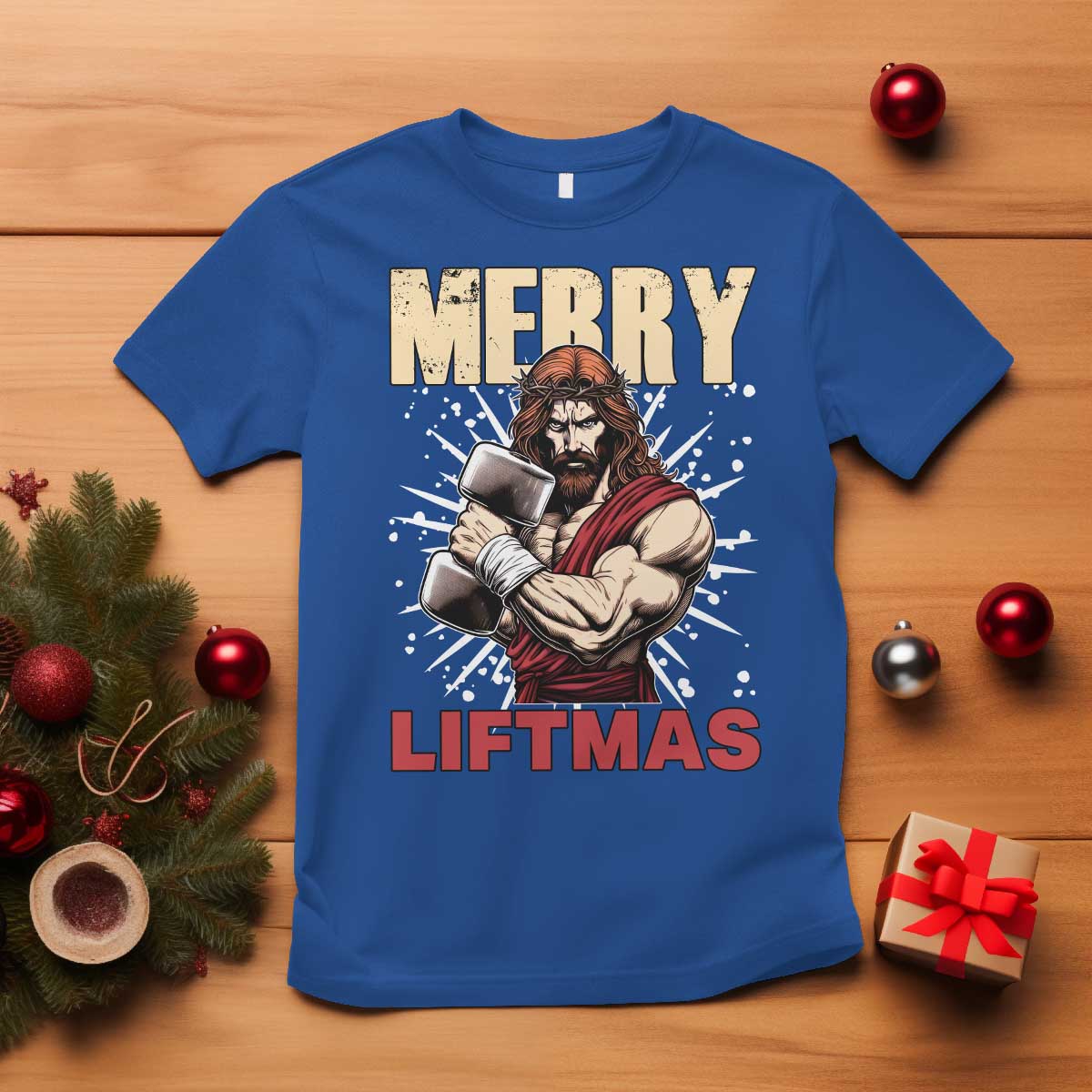 Jesus Gym Christmas T Shirt Merry Liftmas Xmas - Wonder Print Shop