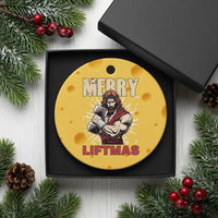 Jesus Gym Xmas Ceramic Ornament Merry Liftmas Xmas - Wonder Print Shop
