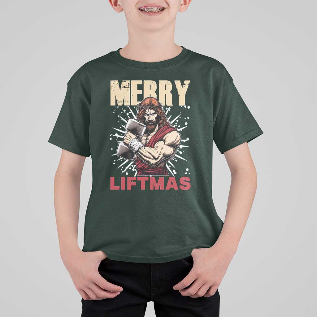 Jesus Gym Christmas T Shirt For Kid Merry Liftmas Xmas - Wonder Print Shop