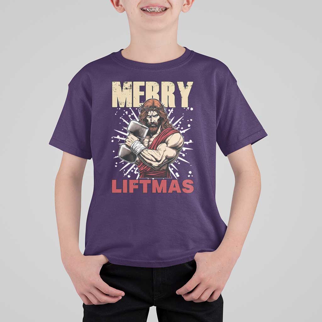 Jesus Gym Christmas T Shirt For Kid Merry Liftmas Xmas - Wonder Print Shop