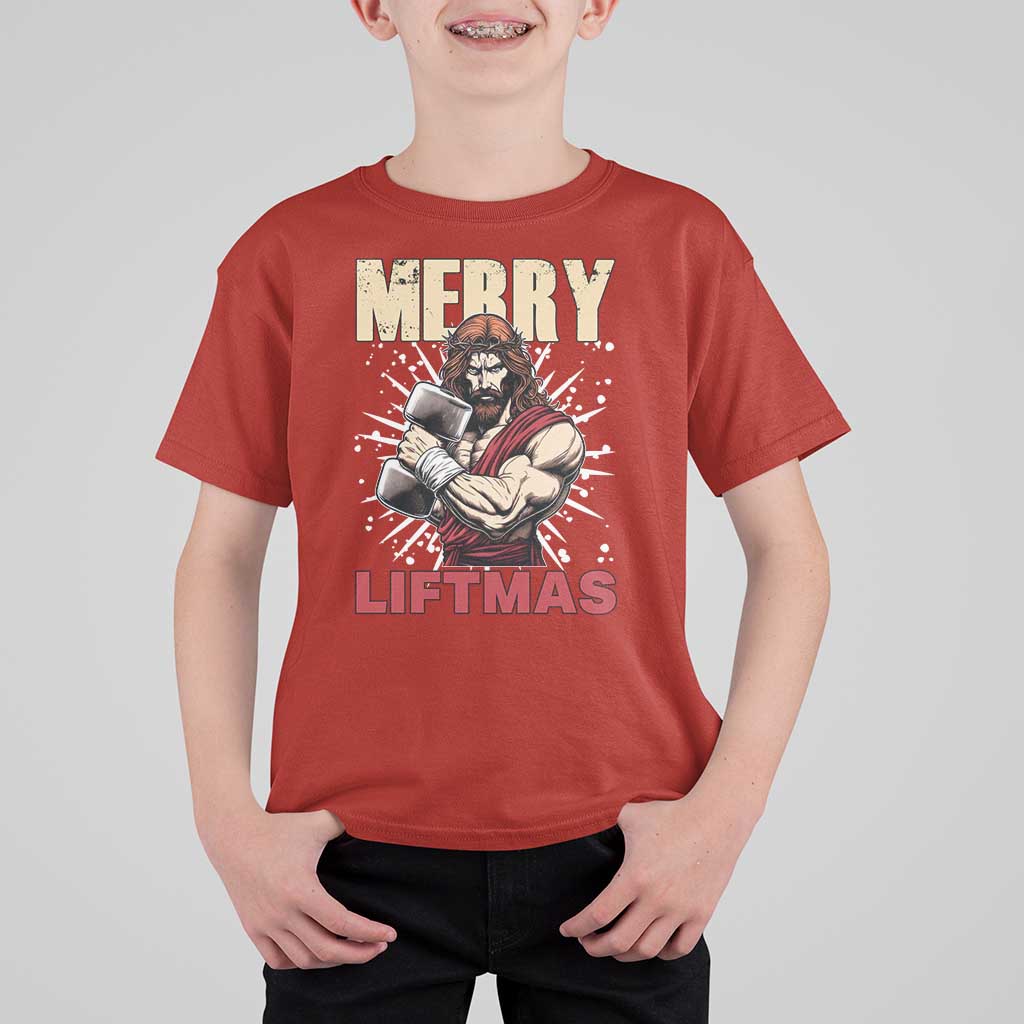 Jesus Gym Christmas T Shirt For Kid Merry Liftmas Xmas - Wonder Print Shop