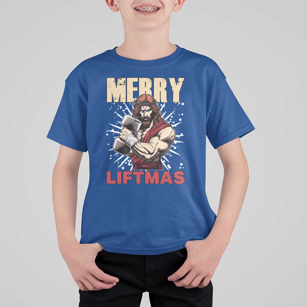 Jesus Gym Christmas T Shirt For Kid Merry Liftmas Xmas - Wonder Print Shop