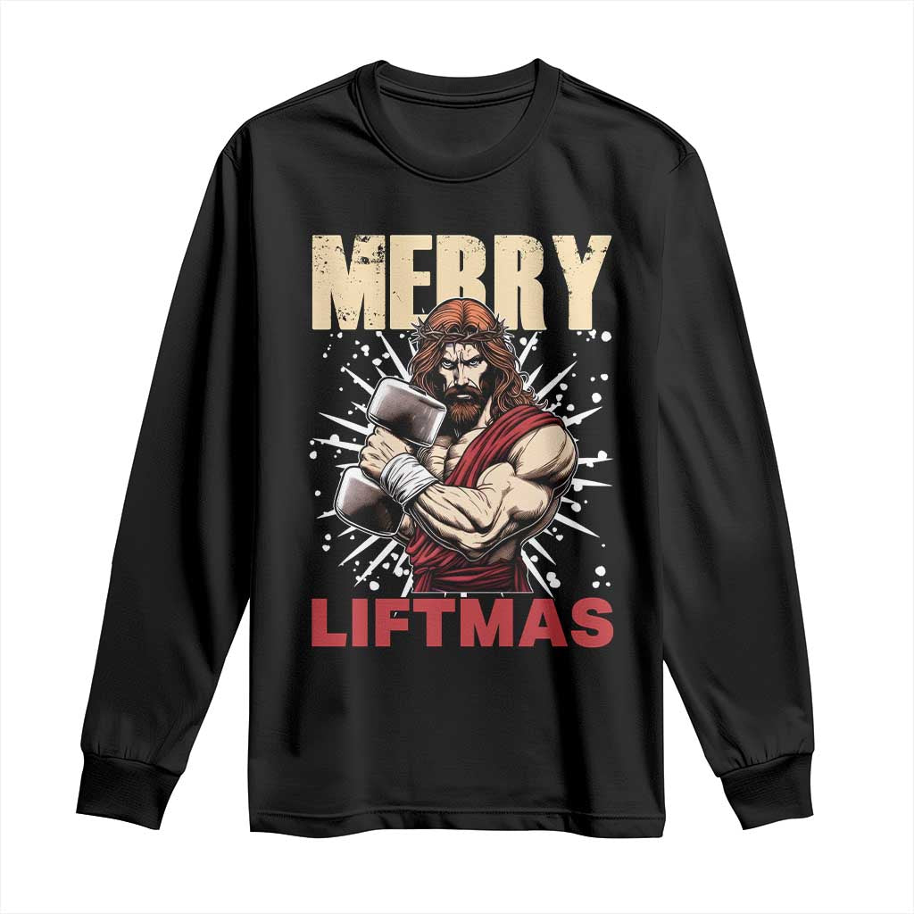 Jesus Gym Christmas Long Sleeve Shirt Merry Liftmas Xmas - Wonder Print Shop
