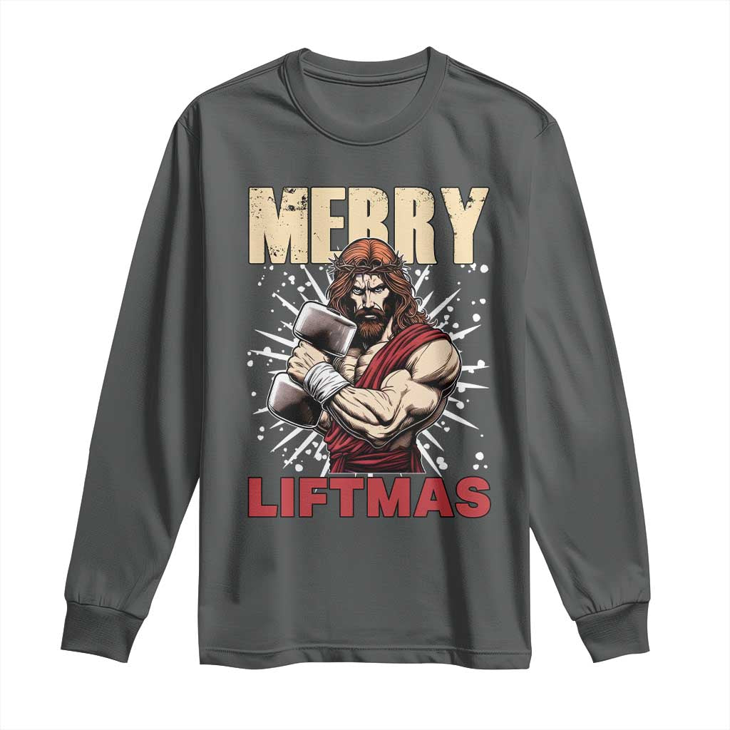 Jesus Gym Christmas Long Sleeve Shirt Merry Liftmas Xmas - Wonder Print Shop