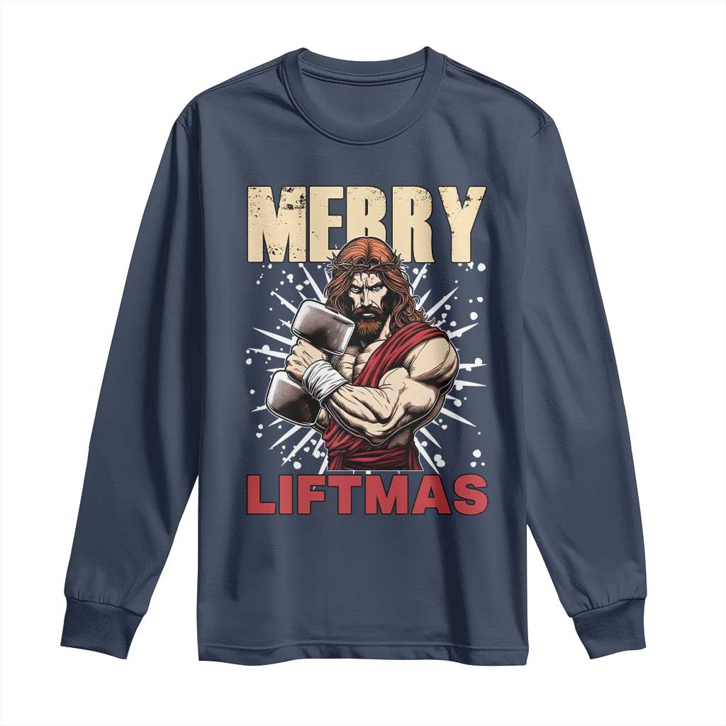 Jesus Gym Christmas Long Sleeve Shirt Merry Liftmas Xmas - Wonder Print Shop