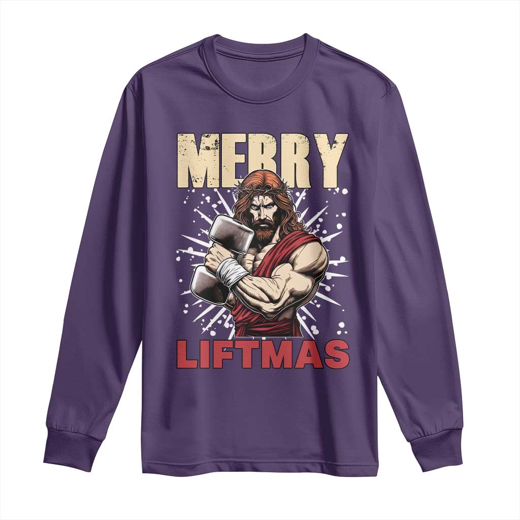 Jesus Gym Christmas Long Sleeve Shirt Merry Liftmas Xmas - Wonder Print Shop