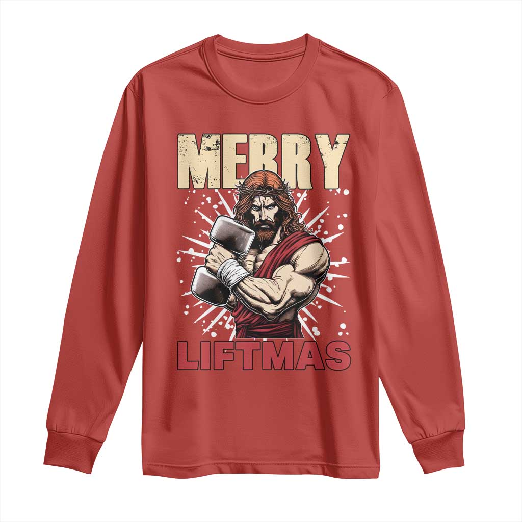 Jesus Gym Christmas Long Sleeve Shirt Merry Liftmas Xmas - Wonder Print Shop