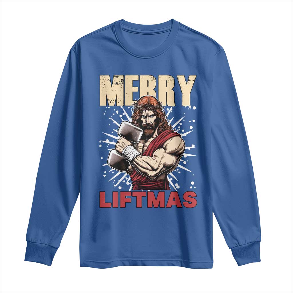 Jesus Gym Christmas Long Sleeve Shirt Merry Liftmas Xmas - Wonder Print Shop