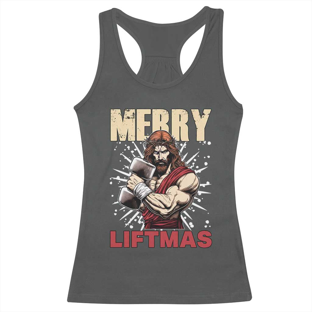 Jesus Gym Christmas Racerback Tank Top Merry Liftmas Xmas - Wonder Print Shop