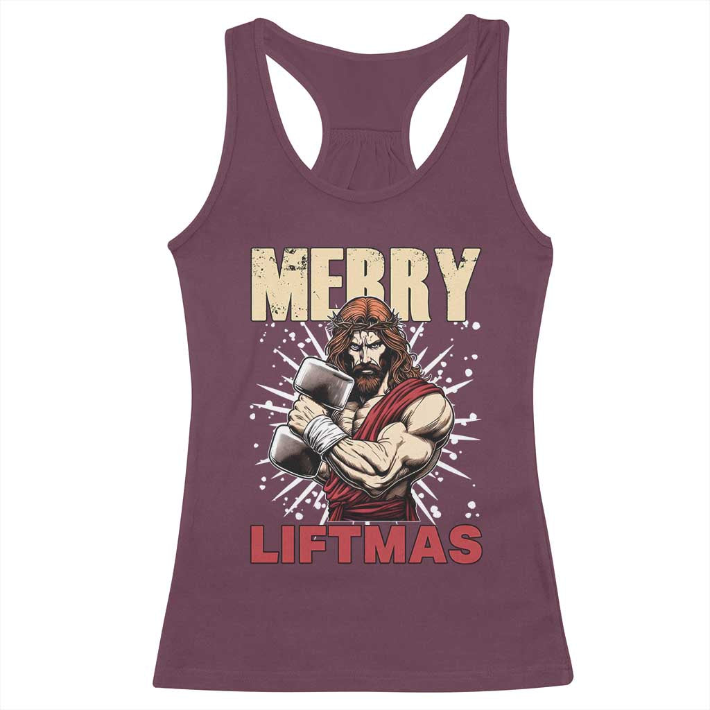 Jesus Gym Christmas Racerback Tank Top Merry Liftmas Xmas - Wonder Print Shop