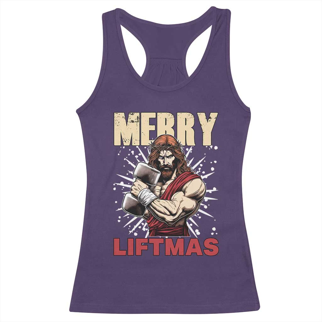 Jesus Gym Christmas Racerback Tank Top Merry Liftmas Xmas - Wonder Print Shop