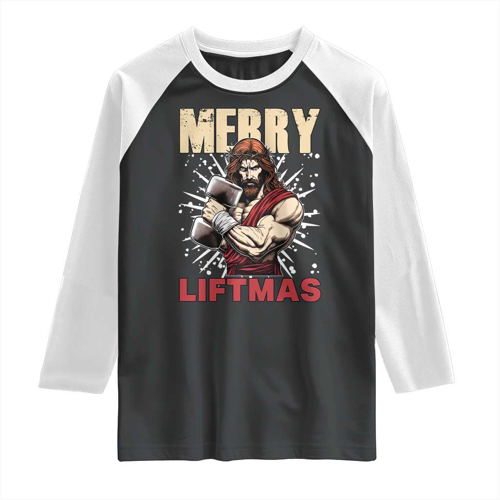 Jesus Gym Christmas Raglan Shirt Merry Liftmas Xmas - Wonder Print Shop