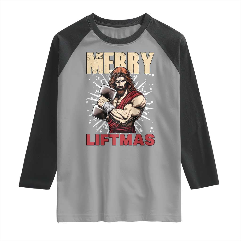 Jesus Gym Christmas Raglan Shirt Merry Liftmas Xmas - Wonder Print Shop