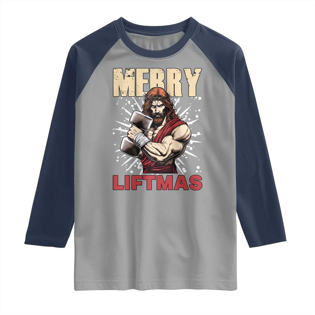 Jesus Gym Christmas Raglan Shirt Merry Liftmas Xmas - Wonder Print Shop