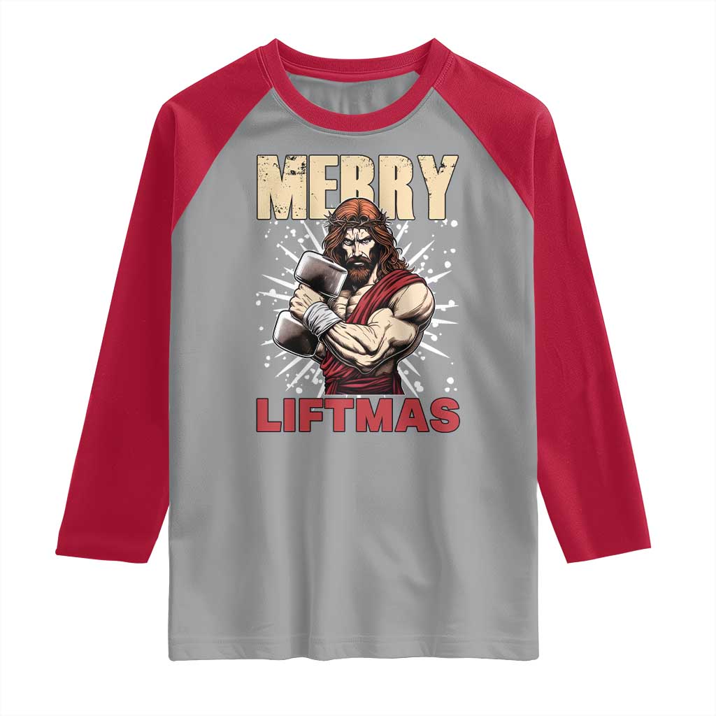 Jesus Gym Christmas Raglan Shirt Merry Liftmas Xmas - Wonder Print Shop