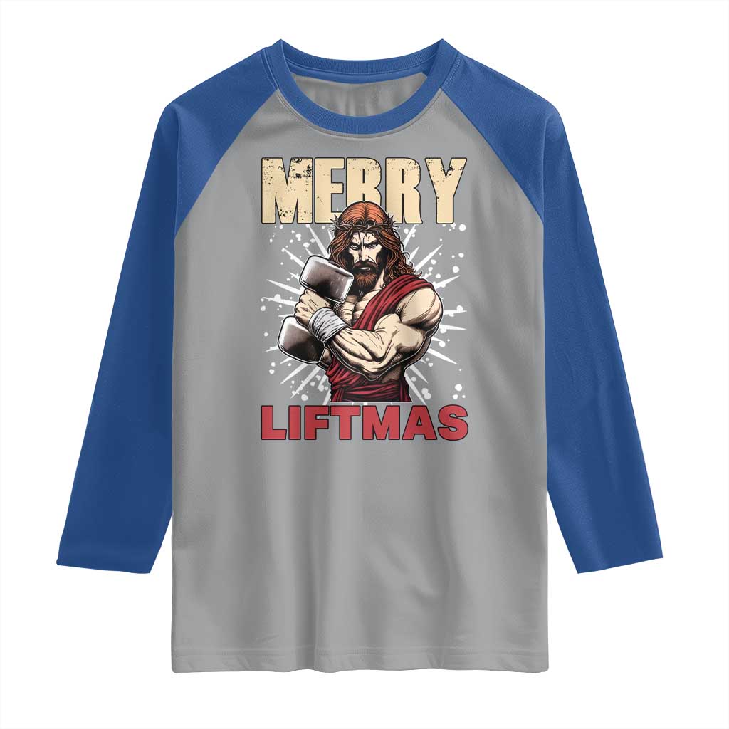 Jesus Gym Christmas Raglan Shirt Merry Liftmas Xmas - Wonder Print Shop