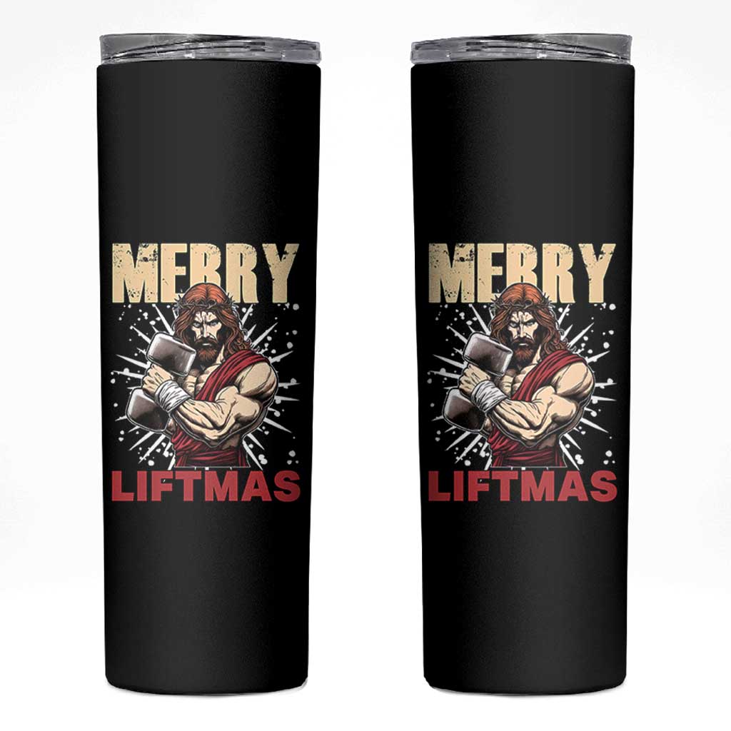 Jesus Gym Christmas Skinny Tumbler Merry Liftmas Xmas - Wonder Print Shop