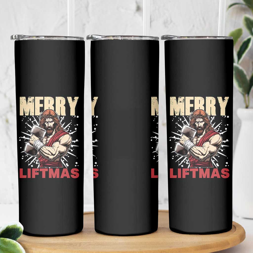 Jesus Gym Christmas Skinny Tumbler Merry Liftmas Xmas - Wonder Print Shop