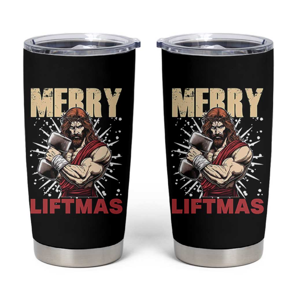 Jesus Gym Christmas Tumbler Cup Merry Liftmas Xmas - Wonder Print Shop